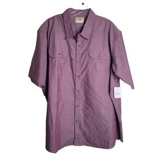 Wrangler Authentics Size 3XL Men's Short Sleeve Classic Woven Shirt Red